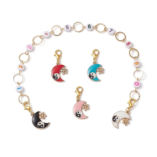 PandaHall 4Pcs Yin-Yang Moon Alloy Enamel Charm Number Acrylic Beaded Knitting Row Counter Chains & Locking Stitch Markers Kits, Mixed Color..., Multicolor
PandaHall 4Pcs Yin-Yang Moon Alloy Enamel Charm Number Acrylic Beaded Knitting Row Counter Chains & Locking Stitch Markers Kits, Mixed Color..., Multicolor
