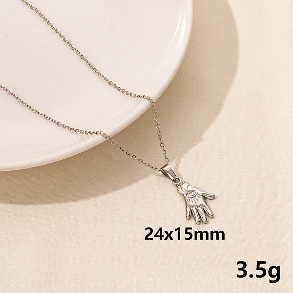 PandaHall 304 Stainless Steel Geometric Pendant Necklaces, Cable Chain Necklaces for Women, Hand with Eye Stainless Steel
PandaHall 304 Stainless Steel Geometric Pendant Necklaces, Cable Chain Necklaces for Women, Hand with Eye Stainless Steel