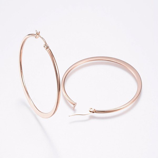 PandaHall 304 Stainless Steel Big Hoop Earrings, Rose Gold, 12 Gauge, 44~46x2mm, pin: 0.7x1mm 304 Stainless Steel Ring
PandaHall 304 Stainless Steel Big Hoop Earrings, Rose Gold, 12 Gauge, 44~46x2mm, pin: 0.7x1mm 304 Stainless Steel Ring
