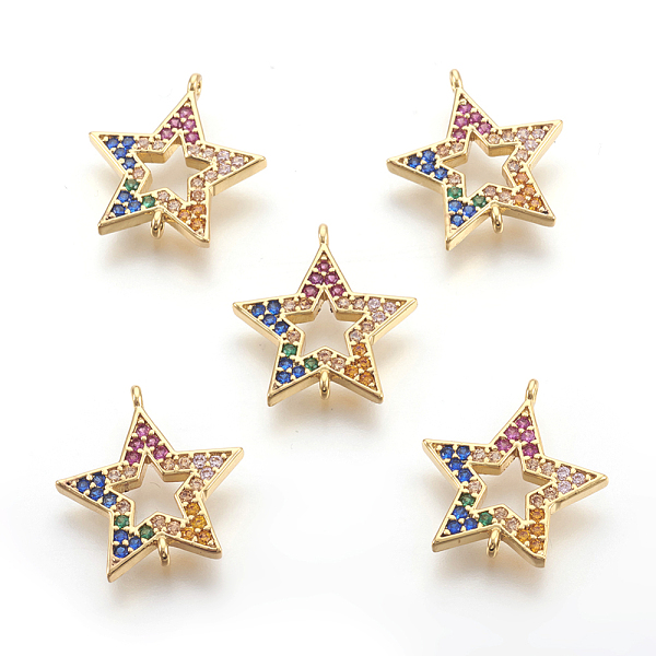PandaHall Brass Micro Pave Cubic Zirconia Links, Lead Free & Cadmium Free & Nickel Free, Star, Hollow, Colorful, Real 18K Gold Plated...
PandaHall Brass Micro Pave Cubic Zirconia Links, Lead Free & Cadmium Free & Nickel Free, Star, Hollow, Colorful, Real 18K Gold Plated...