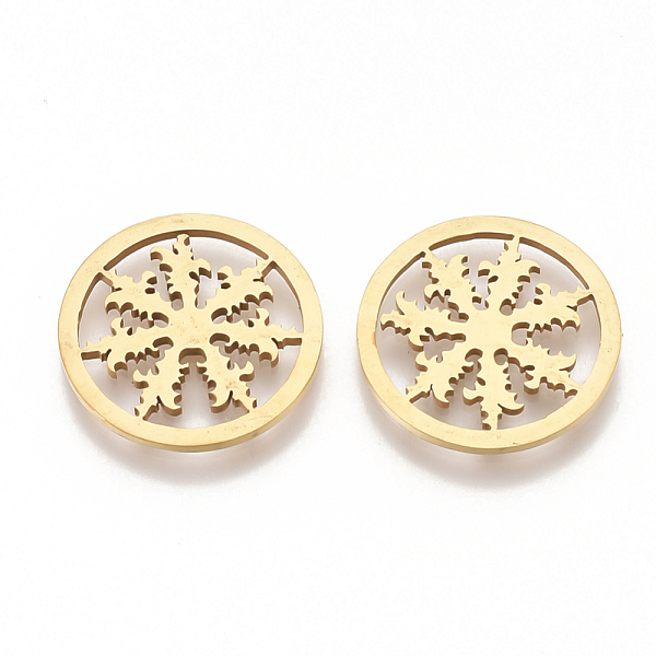 PandaHall 201 Stainless Steel Filigree Joiners Links, Laser Cut Links, Flat Round with Snowflake, Golden, 16.5x1mm 201 Stainless Steel Flat...
PandaHall 201 Stainless Steel Filigree Joiners Links, Laser Cut Links, Flat Round with Snowflake, Golden, 16.5x1mm 201 Stainless Steel Flat...