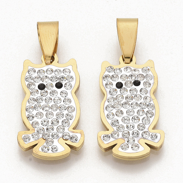 PandaHall 201 Stainless Steel Pendants, with Random Size Snap On Bails and Polymer Clay Crystal Rhinestones, Owl, Golden, 24x14x3mm, Hole..., Clear
PandaHall 201 Stainless Steel Pendants, with Random Size Snap On Bails and Polymer Clay Crystal Rhinestones, Owl, Golden, 24x14x3mm, Hole..., Clear