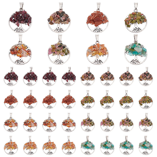 PandaHall 8Pcs 8 Styles Natural & Synthetic Mixed Stone Chip Pendants, with Platinum Tone Alloy Findings, Flat Round with Life of Tree...
PandaHall 8Pcs 8 Styles Natural & Synthetic Mixed Stone Chip Pendants, with Platinum Tone Alloy Findings, Flat Round with Life of Tree...