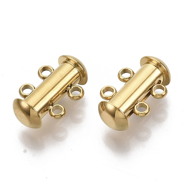 PandaHall 201 Stainless Steel Slide Lock Clasps, Peyote Clasps, 2 Strands, 4 Holes, Tube, Golden, 15x10x6.5mm, Hole: 1.6mm 201 Stainless...
PandaHall 201 Stainless Steel Slide Lock Clasps, Peyote Clasps, 2 Strands, 4 Holes, Tube, Golden, 15x10x6.5mm, Hole: 1.6mm 201 Stainless...