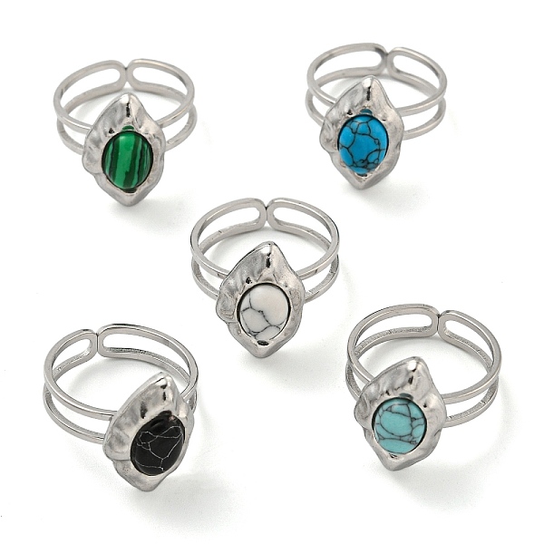 PandaHall 304 Stainless Steel Open Cuff Rings, Synthetic Malachite & Turquoise Oval Finger Rings for Women Men, Stainless Steel Color...
PandaHall 304 Stainless Steel Open Cuff Rings, Synthetic Malachite & Turquoise Oval Finger Rings for Women Men, Stainless Steel Color...