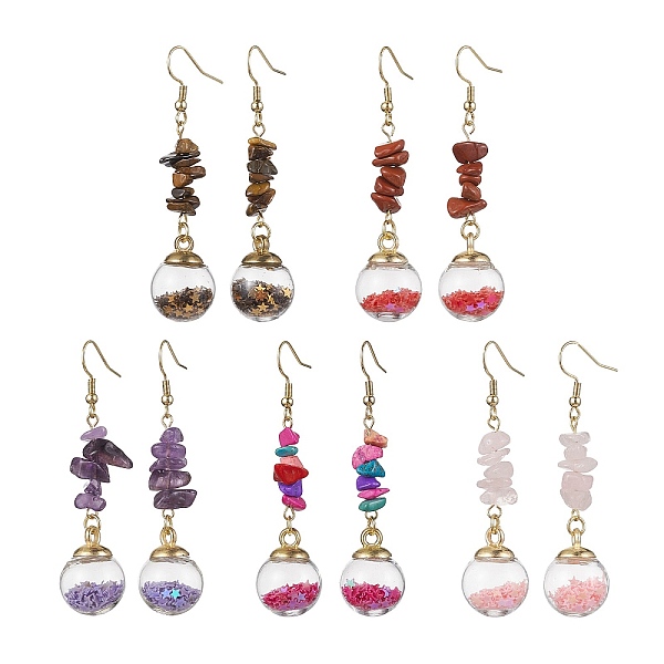 PandaHall Natural & Synthetic Mixed Gemstone Chips Dangle Earrings, Glass Wish Ball Drop Earrings, 66.5x16mm Mixed Stone Chip
PandaHall Natural & Synthetic Mixed Gemstone Chips Dangle Earrings, Glass Wish Ball Drop Earrings, 66.5x16mm Mixed Stone Chip
