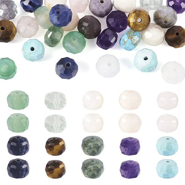 PandaHall 40Pcs 10 Styles Natural Mixed Gemstone Beads, Faceted, Rondelle, 8~8.5x6~6.5mm, Hole: 0.9~1mm, 4pcs/style Mixed Stone Rondelle
PandaHall 40Pcs 10 Styles Natural Mixed Gemstone Beads, Faceted, Rondelle, 8~8.5x6~6.5mm, Hole: 0.9~1mm, 4pcs/style Mixed Stone Rondelle