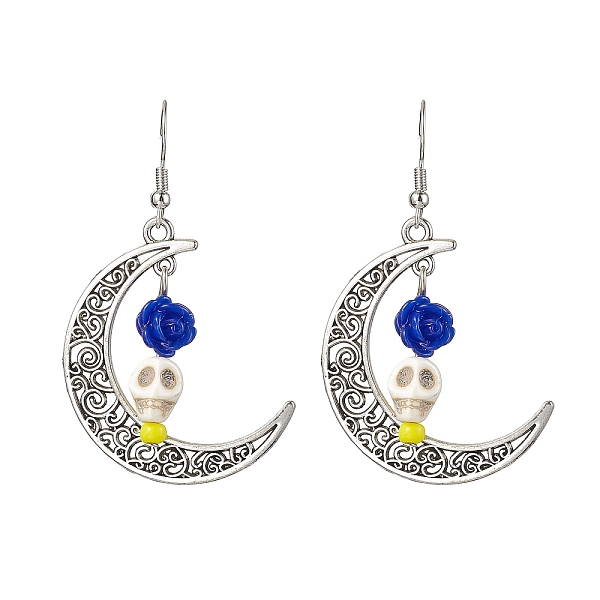 PandaHall Halloween Alloy Synthetic Turquoise Dangle Earrings, Brass Resin Earring for Women, Moon with Skull, Royal Blue, 58x35mm Alloy...
PandaHall Halloween Alloy Synthetic Turquoise Dangle Earrings, Brass Resin Earring for Women, Moon with Skull, Royal Blue, 58x35mm Alloy...
