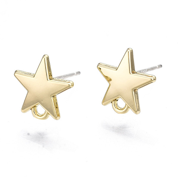 PandaHall Alloy Stud Earring Findings, with Loop and Steel Pin, Star with Plastic Protective Sleeve, Light Gold, 11x10.5mm, Hole: 1.4mm, Pin...
PandaHall Alloy Stud Earring Findings, with Loop and Steel Pin, Star with Plastic Protective Sleeve, Light Gold, 11x10.5mm, Hole: 1.4mm, Pin...