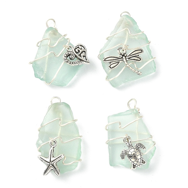 PandaHall Sea Glass Pendants, with Tibetan Style Zinc Alloy Wire Wrapped Charms, Mixed Shapes, 35~38x22~28x8~10mm, Hole: 3.5mm Glass Mixed..., Green
PandaHall Sea Glass Pendants, with Tibetan Style Zinc Alloy Wire Wrapped Charms, Mixed Shapes, 35~38x22~28x8~10mm, Hole: 3.5mm Glass Mixed..., Green