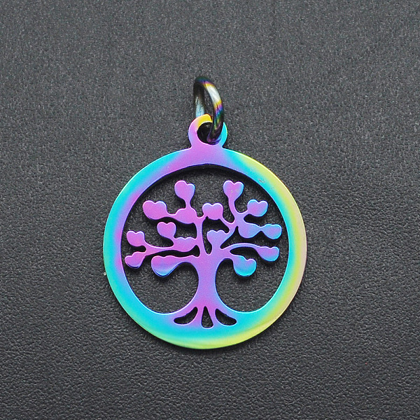 PandaHall Ion Plating(IP) 201 Stainless Steel Pendants, with Jump Ring, Laser Cut, Ring with Tree of Life, Rainbow Color, 17.5x15x1mm, Jump...
PandaHall Ion Plating(IP) 201 Stainless Steel Pendants, with Jump Ring, Laser Cut, Ring with Tree of Life, Rainbow Color, 17.5x15x1mm, Jump...