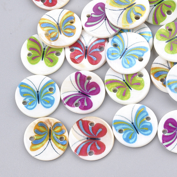 PandaHall Printed Freshwater Shell Links connectors, Flat Round with Butterfly, Mixed Color, 18x2~2.5mm, Hole: 1.6mm Shell Flat Round..., Multicolor
PandaHall Printed Freshwater Shell Links connectors, Flat Round with Butterfly, Mixed Color, 18x2~2.5mm, Hole: 1.6mm Shell Flat Round..., Multicolor