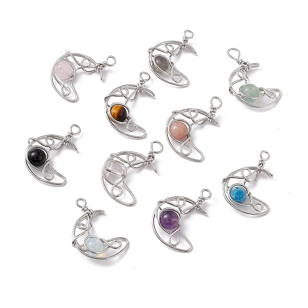 PandaHall Natural & Synthetic Mixed Gemstone Pendants, with Rack Plating Platinum Tone Brass Findings, Cadmium Free & Lead Free, Moon...
PandaHall Natural & Synthetic Mixed Gemstone Pendants, with Rack Plating Platinum Tone Brass Findings, Cadmium Free & Lead Free, Moon...