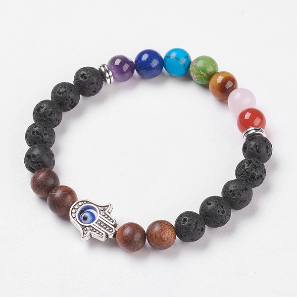 PandaHall Chakra Jewelry, Natural Lava Rock Stretch Bracelets, with Natural & Synthetic Mixed Stone and Sandalwood, Evil Eye Lampwork and...
PandaHall Chakra Jewelry, Natural Lava Rock Stretch Bracelets, with Natural & Synthetic Mixed Stone and Sandalwood, Evil Eye Lampwork and...
