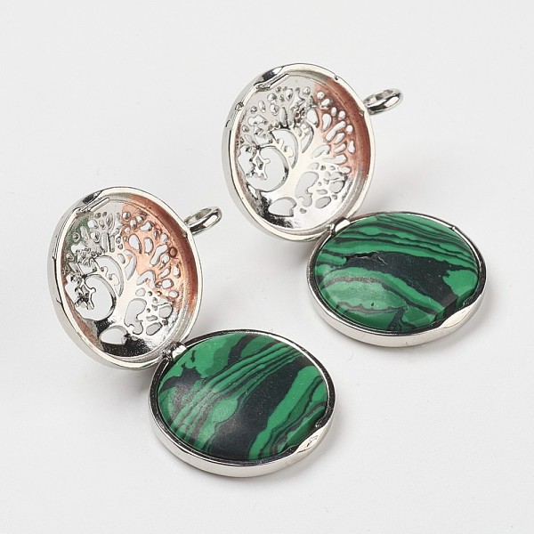 PandaHall Synthetic Malachite Pendants, with Brass Diffuser Locket Findings, Flat Round with Tree, 31x25x8mm, Hole: 4mm Malachite Flat Round
PandaHall Synthetic Malachite Pendants, with Brass Diffuser Locket Findings, Flat Round with Tree, 31x25x8mm, Hole: 4mm Malachite Flat Round