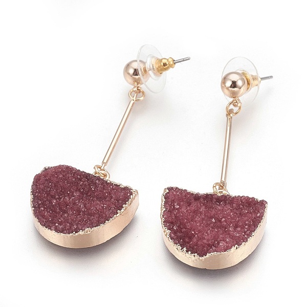 PandaHall Natural Druzy Quartz Dangle Stud Earrings, with Golden Tone Brass Findings, Half Round, Brown, 56mm, Pin: 0.7mm Quartz Brown
PandaHall Natural Druzy Quartz Dangle Stud Earrings, with Golden Tone Brass Findings, Half Round, Brown, 56mm, Pin: 0.7mm Quartz Brown
