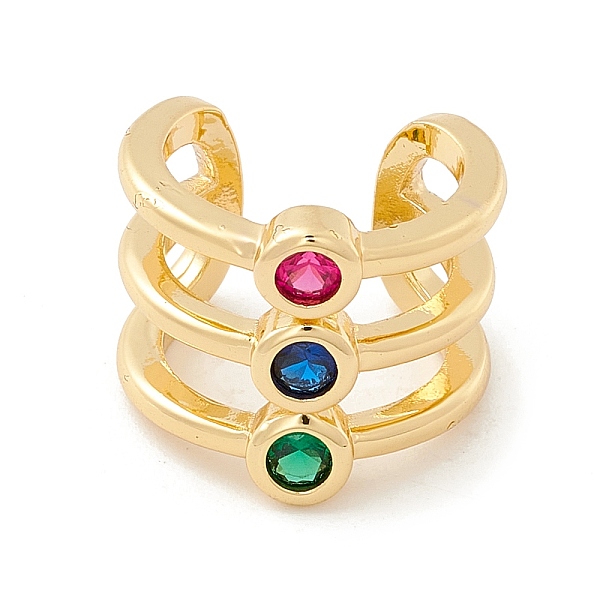 PandaHall Colorful Cubic Zirconia Triple Line Wide Band Cuff Ring, Open Ring for Women, Cadmium Free & Lead Free, Real 18K Gold Plated...
PandaHall Colorful Cubic Zirconia Triple Line Wide Band Cuff Ring, Open Ring for Women, Cadmium Free & Lead Free, Real 18K Gold Plated...