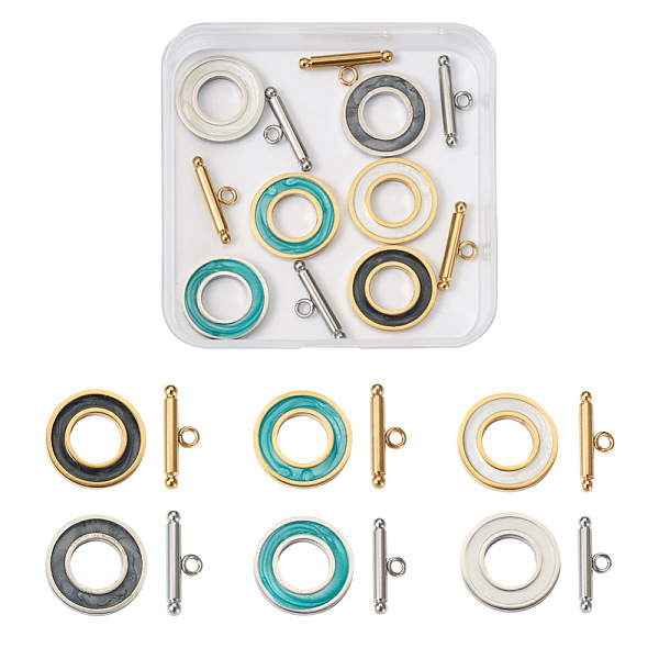 PandaHall KISSITTY 304 Stainless Steel Toggle Clasps, with Enamel, Ring, Mixed Color, Ring: 19.5x2mm, Inner Diameter: 10mm, Bar: 21x7x3mm..., Multicolor
PandaHall KISSITTY 304 Stainless Steel Toggle Clasps, with Enamel, Ring, Mixed Color, Ring: 19.5x2mm, Inner Diameter: 10mm, Bar: 21x7x3mm..., Multicolor