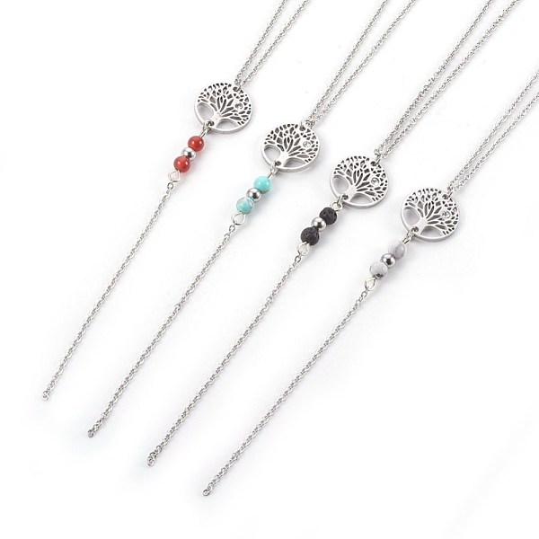 PandaHall Natural Mixed Gemstone Pendant Necklaces, with Stainless Steel Findings, Cable Chains and Iron Eye Pin, Flat Round with Tree of...
PandaHall Natural Mixed Gemstone Pendant Necklaces, with Stainless Steel Findings, Cable Chains and Iron Eye Pin, Flat Round with Tree of...