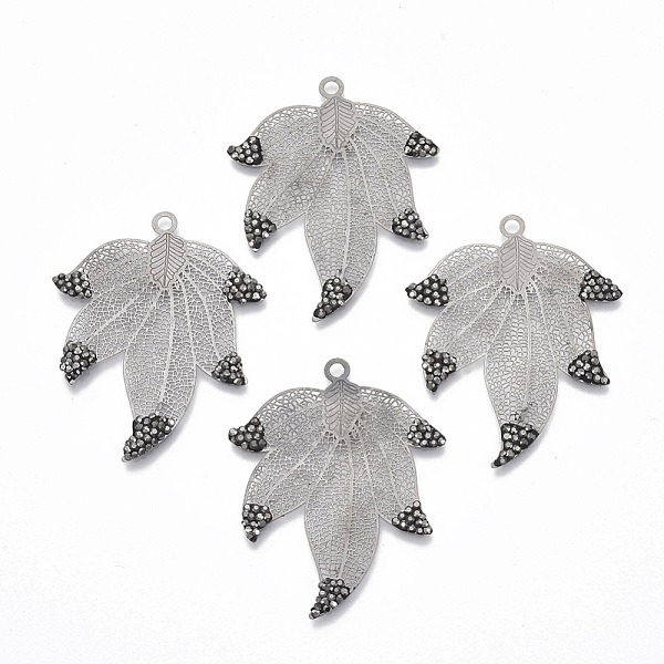 PandaHall Autumn Theme Brass Rhinestone Big Pendants, Filigree Findings, Maple Leaf , Jet Hematite, Platinum, 51~52x41~42x2~3mm, Hole: 3mm...
PandaHall Autumn Theme Brass Rhinestone Big Pendants, Filigree Findings, Maple Leaf , Jet Hematite, Platinum, 51~52x41~42x2~3mm, Hole: 3mm...
