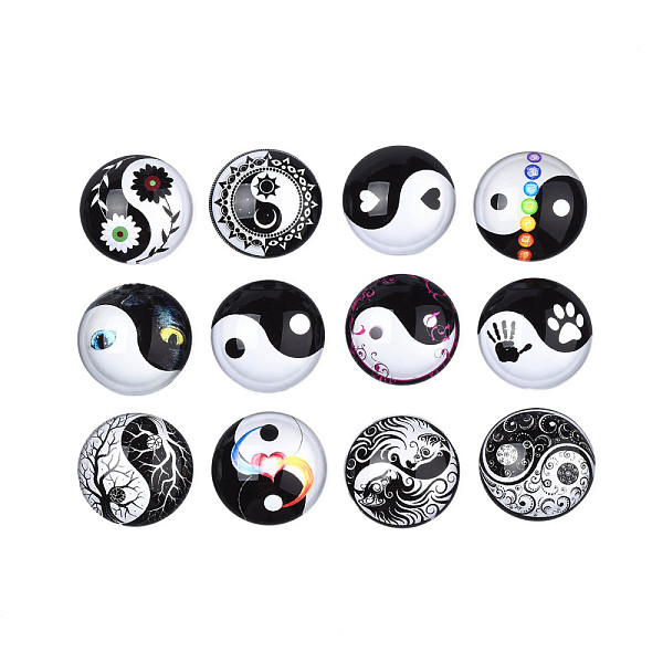 PandaHall Glass Cabochons, Half Round with Yin Yang Pattern, Mixed Color, 25x8mm, 12pcs/set Glass Half Round Multicolor
PandaHall Glass Cabochons, Half Round with Yin Yang Pattern, Mixed Color, 25x8mm, 12pcs/set Glass Half Round Multicolor