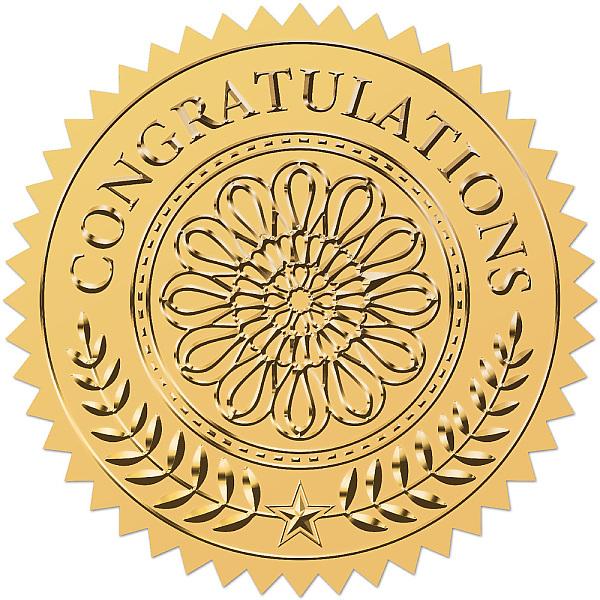PandaHall CRASPIRE Congratulations Gold Foil Embossed Stickers Flower Olive Leaf Star 2" Self Adhesive Envelopes Certificate Award Seals...
PandaHall CRASPIRE Congratulations Gold Foil Embossed Stickers Flower Olive Leaf Star 2" Self Adhesive Envelopes Certificate Award Seals...