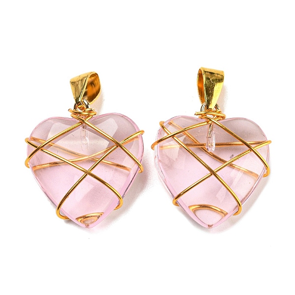 PandaHall Glass Pendant, with Golden Brass & Iron Findings, Heart Charms, Pearl Pink, 22.5x21.5x8mm, Hole: 7.5x4mm Brass+Glass Heart
PandaHall Glass Pendant, with Golden Brass & Iron Findings, Heart Charms, Pearl Pink, 22.5x21.5x8mm, Hole: 7.5x4mm Brass+Glass Heart