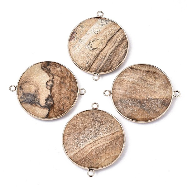 PandaHall Natural Picture Jasper Links Connectors, with Edge Light Gold Plated Brass Findings, Faceted, Flat Round, 45x36x8mm, Hole: 2.5mm...
PandaHall Natural Picture Jasper Links Connectors, with Edge Light Gold Plated Brass Findings, Faceted, Flat Round, 45x36x8mm, Hole: 2.5mm...