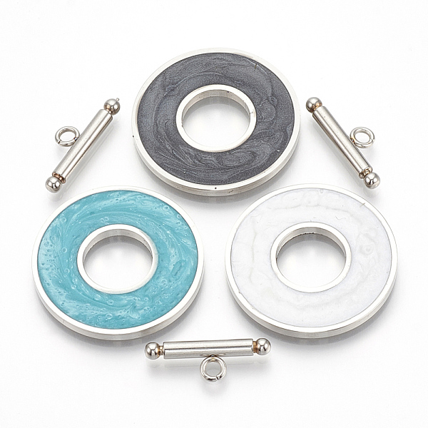 PandaHall 304 Stainless Steel Toggle Clasps, with Enamel, Ring, Mixed Color, Ring: 29.5x2mm, Inner Diameter: 12mm, Bar: 21x7x3mm, Hole: 2mm..., Multicolor
PandaHall 304 Stainless Steel Toggle Clasps, with Enamel, Ring, Mixed Color, Ring: 29.5x2mm, Inner Diameter: 12mm, Bar: 21x7x3mm, Hole: 2mm..., Multicolor