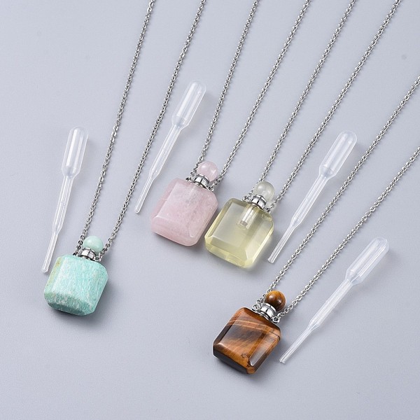 PandaHall Natural Mixed Stone Perfume Bottle Pendant Necklaces, with Brass Cable Chains, Lobster Claw Clasps and Plastic Dropper, Platinum...
PandaHall Natural Mixed Stone Perfume Bottle Pendant Necklaces, with Brass Cable Chains, Lobster Claw Clasps and Plastic Dropper, Platinum...
