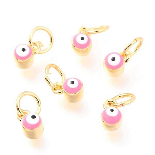 PandaHall Brass Enamel Pendants, Long-Lasting Plated, Real 18K Gold Plated, with Jump Rings, Column with Evil Eye, Pink, 5x3.5x4.5mm,Jump...
PandaHall Brass Enamel Pendants, Long-Lasting Plated, Real 18K Gold Plated, with Jump Rings, Column with Evil Eye, Pink, 5x3.5x4.5mm,Jump...