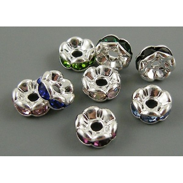 PandaHall Rhinestone Spacer Beads, Grade A, Nickel Free, Rondelle, Silver Color Plated, Mixed Color, about 5mm in diameter, 2.5mm thick..., Multicolor
PandaHall Rhinestone Spacer Beads, Grade A, Nickel Free, Rondelle, Silver Color Plated, Mixed Color, about 5mm in diameter, 2.5mm thick..., Multicolor