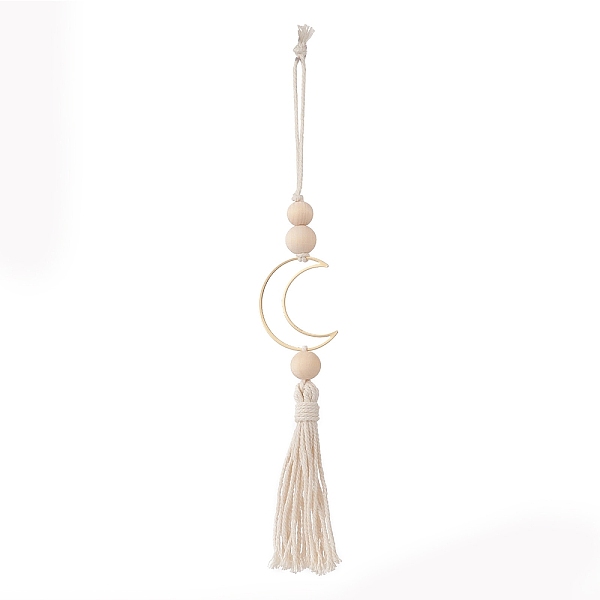 PandaHall Natural Wood Bead Tassel Pendant Decoraiton, Moon Brass Linking Rings and Macrame Cotton Cord Hanging Ornament, Creamy White...
PandaHall Natural Wood Bead Tassel Pendant Decoraiton, Moon Brass Linking Rings and Macrame Cotton Cord Hanging Ornament, Creamy White...