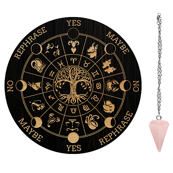 PandaHall AHANDMAKER 7.8" Witch Pendulum Board, Wooden Dowsing Planchette with Rose Quartz Crystal Dowsing Pendulum Witchcraft Divination...
PandaHall AHANDMAKER 7.8" Witch Pendulum Board, Wooden Dowsing Planchette with Rose Quartz Crystal Dowsing Pendulum Witchcraft Divination...