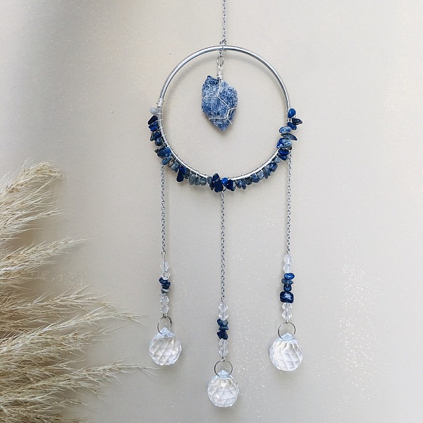 PandaHall Glass Pendant Decoration, Suncatchers, with Metal Findings, Natural Lapis Lazuli, 400x90mm Lapis Lazuli
PandaHall Glass Pendant Decoration, Suncatchers, with Metal Findings, Natural Lapis Lazuli, 400x90mm Lapis Lazuli