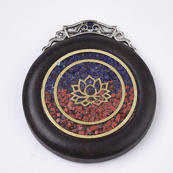 PandaHall Handmade Indonesia Pendants, with Alloy Findings, Sandalwood and Resin, Antique Golden with Antique Silver, Flat Round with Lotus..., Red
PandaHall Handmade Indonesia Pendants, with Alloy Findings, Sandalwood and Resin, Antique Golden with Antique Silver, Flat Round with Lotus..., Red