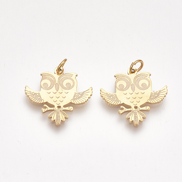 PandaHall 201 Stainless Steel Pendants, with Unsoldered Jump Rings, Owl, Golden, 19.5x20x1mm, Hole: 3mm, Jump Ring: 5x0.8mm 201 Stainless...
PandaHall 201 Stainless Steel Pendants, with Unsoldered Jump Rings, Owl, Golden, 19.5x20x1mm, Hole: 3mm, Jump Ring: 5x0.8mm 201 Stainless...