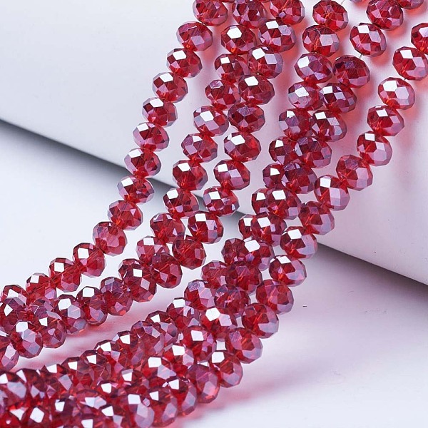 PandaHall Electroplate Glass Beads Strands, Pearl Luster Plated, Faceted, Rondelle, FireBrick, 6x5mm, Hole: 1mm, about 85~88pcs/strand..., Red
PandaHall Electroplate Glass Beads Strands, Pearl Luster Plated, Faceted, Rondelle, FireBrick, 6x5mm, Hole: 1mm, about 85~88pcs/strand..., Red