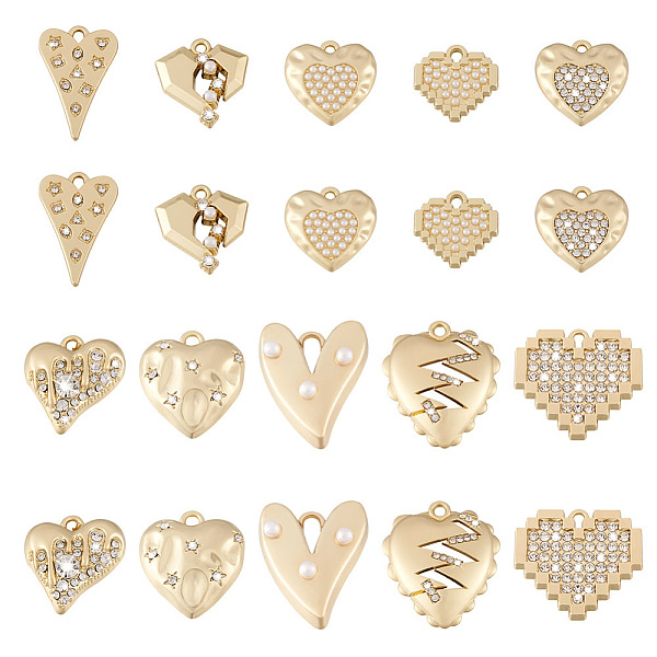 PandaHall Biyun 20Pcs 10 Style Alloy Rhinestone Pendant, Heart, Light Gold, 15~24x13~22.5x1.5~4mm, Hole: 1.4~2mm, 2pcs/style..., Clear
PandaHall Biyun 20Pcs 10 Style Alloy Rhinestone Pendant, Heart, Light Gold, 15~24x13~22.5x1.5~4mm, Hole: 1.4~2mm, 2pcs/style..., Clear