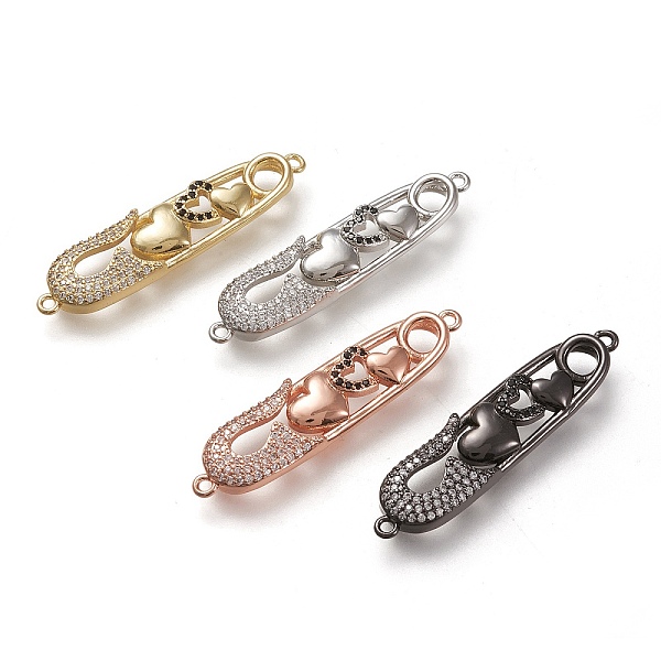 PandaHall Brass Micro Pave Cubic Zirconia Links Connectors, Safety Pin Shape with Heart, Black & Clear, Mixed Color, 40x10x3.5mm, Hole...
PandaHall Brass Micro Pave Cubic Zirconia Links Connectors, Safety Pin Shape with Heart, Black & Clear, Mixed Color, 40x10x3.5mm, Hole...