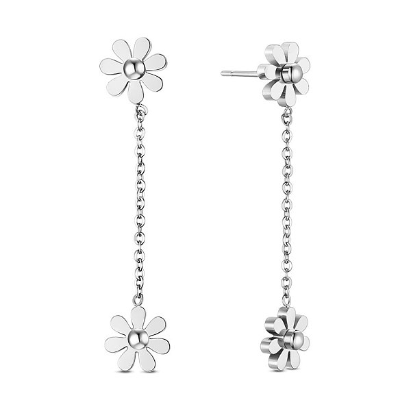 PandaHall SHEGRACE Titanium Steel Dangle Stud Earrings, with Chains, Daisy Flower, Stainless Steel Color, 8mm Titanium Steel
PandaHall SHEGRACE Titanium Steel Dangle Stud Earrings, with Chains, Daisy Flower, Stainless Steel Color, 8mm Titanium Steel