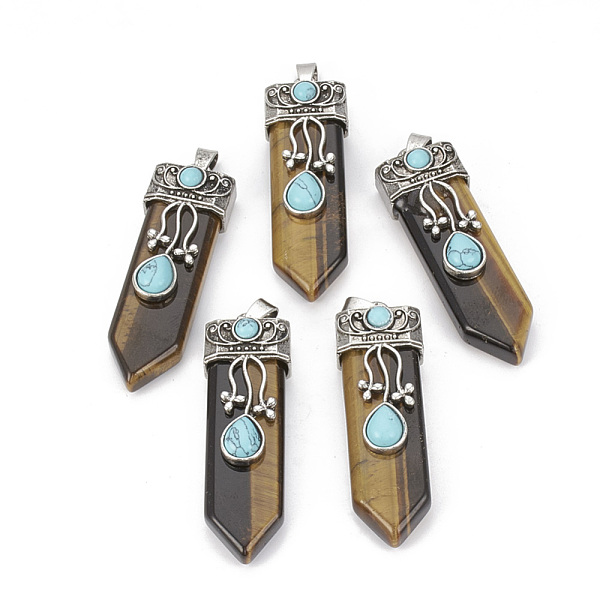 PandaHall Natural Tiger Eye Pendants, with Alloy Findings, Sword, Antique Silver, 49~55x16x10~11mm, Hole: 6.5x3mm Tiger Eye Others
PandaHall Natural Tiger Eye Pendants, with Alloy Findings, Sword, Antique Silver, 49~55x16x10~11mm, Hole: 6.5x3mm Tiger Eye Others