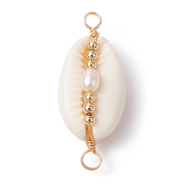 PandaHall Natural Shell Copper Wire Wrapped Connector Charms, with Natural Cultured Freshwater Pearl Beads, Golden, 31.5x13.5x10mm, Hole...
PandaHall Natural Shell Copper Wire Wrapped Connector Charms, with Natural Cultured Freshwater Pearl Beads, Golden, 31.5x13.5x10mm, Hole...