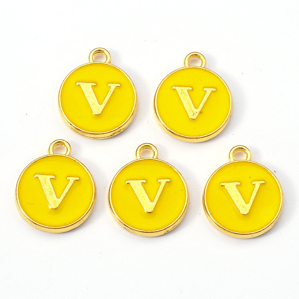 PandaHall Golden Plated Alloy Enamel Charms, Enamelled Sequins, Flat Round with Letter, Gold, Letter.V, 14x12x2mm, Hole: 1.5mm Alloy+Enamel...
PandaHall Golden Plated Alloy Enamel Charms, Enamelled Sequins, Flat Round with Letter, Gold, Letter.V, 14x12x2mm, Hole: 1.5mm Alloy+Enamel...