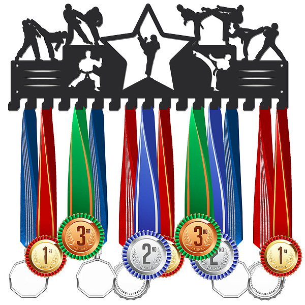 PandaHall Iron Medal Hanger Holder Display Wall Rack, with Screws, Taekwondo, Sports, 150x400mm Iron Sports Black
PandaHall Iron Medal Hanger Holder Display Wall Rack, with Screws, Taekwondo, Sports, 150x400mm Iron Sports Black