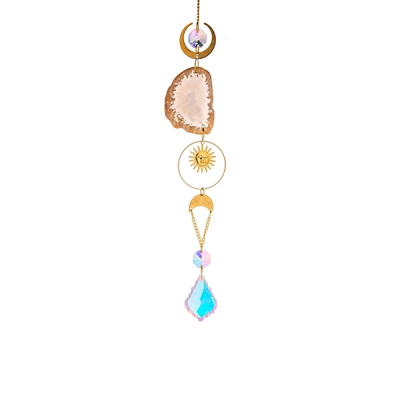 PandaHall Nuggets Natural Agate Slice Pendant Decorations, Hanging Suncatchers, with Iron Findings, Glass Charms, for Home Decoration, Moon...
PandaHall Nuggets Natural Agate Slice Pendant Decorations, Hanging Suncatchers, with Iron Findings, Glass Charms, for Home Decoration, Moon...