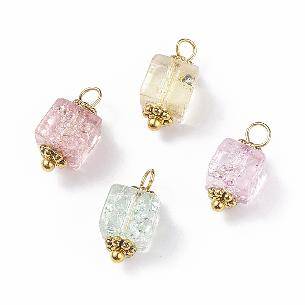 PandaHall Crackle Glass Pendants, with Alloy Beads, Cube, Mixed Color, 14x6~6.5x6~6.5mm, Hole: 1.8~2mm Alloy+Glass Cube Multicolor
PandaHall Crackle Glass Pendants, with Alloy Beads, Cube, Mixed Color, 14x6~6.5x6~6.5mm, Hole: 1.8~2mm Alloy+Glass Cube Multicolor