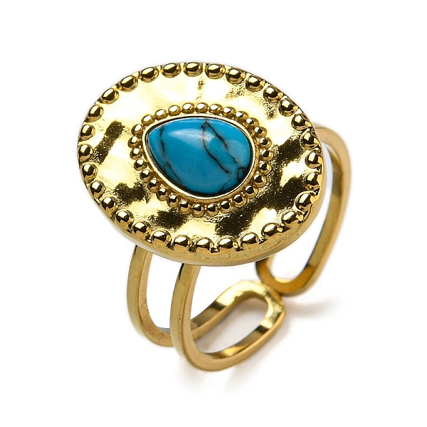 PandaHall Oval with Teardrop 304 Stainless Steel Open Cuff Rings, Synthetic Turquoise Finger Rings for Women Men, Real 18K Gold Plated, US...
PandaHall Oval with Teardrop 304 Stainless Steel Open Cuff Rings, Synthetic Turquoise Finger Rings for Women Men, Real 18K Gold Plated, US...