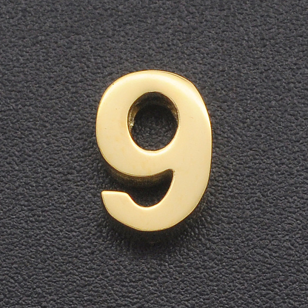PandaHall 201 Stainless Steel Charms, for Simple Necklaces Making, Laser Cut, Number, Golden, Num.9, 8x5.5x3mm, Hole: 1.6mm 201 Stainless...
PandaHall 201 Stainless Steel Charms, for Simple Necklaces Making, Laser Cut, Number, Golden, Num.9, 8x5.5x3mm, Hole: 1.6mm 201 Stainless...