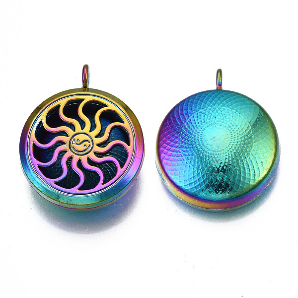 PandaHall Rack Plating Alloy Locket Pendants, Diffuser Locket, with Magnetic, Cadmium Free & Nickel Free & Lead Free, Flat Round with Sun...
PandaHall Rack Plating Alloy Locket Pendants, Diffuser Locket, with Magnetic, Cadmium Free & Nickel Free & Lead Free, Flat Round with Sun...